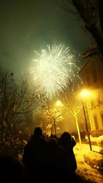 Firework display at night