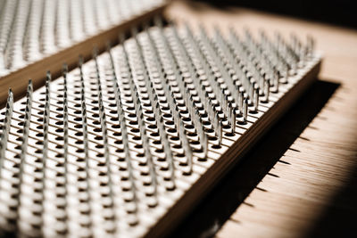 High angle view of computer keyboard on table