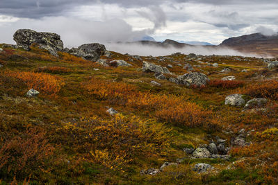 Scenic view of mountains against sky