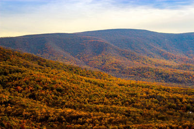 High angle view of mountains against sky