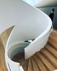 High angle view of person standing on staircase