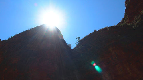 Low angle view of mountain against clear sky