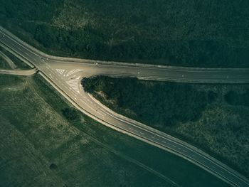 High angle view of highway by road