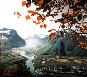 Scenic view of snowcapped mountains against sky during winter