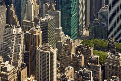 High angle view of buildings in city