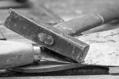 Close-up of chain on metal