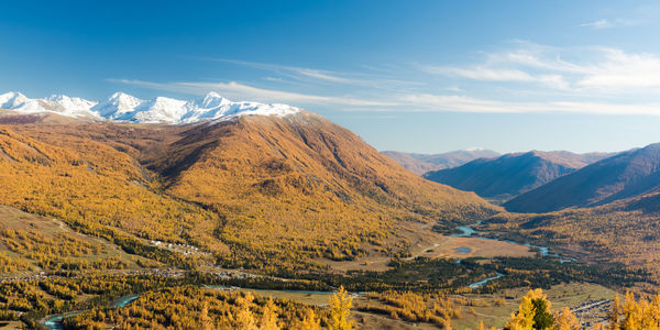 Scenic view of mountains against sky