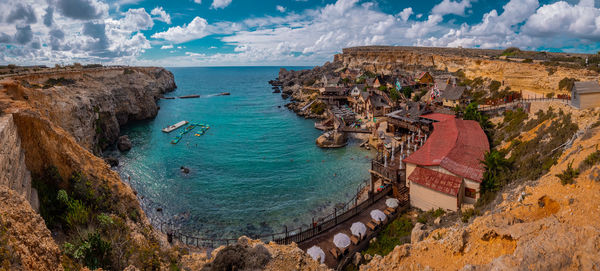 High angle view of sea against sky