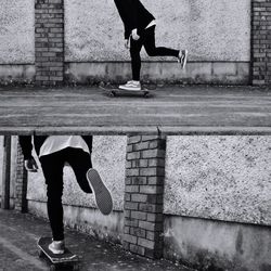 Multiple image of man skateboarding on street