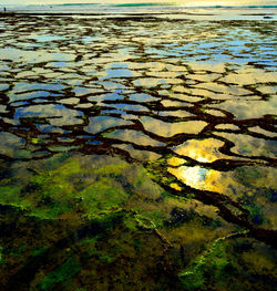 High angle view of water flowing in lake