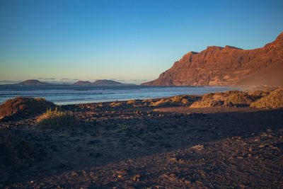 Scenic view of sea against clear sky