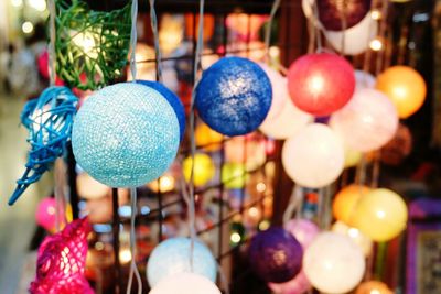 Close-up of colorful lanterns