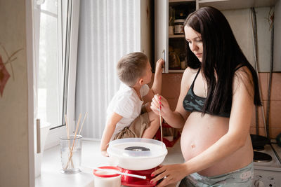 Mother and daughter at home