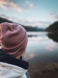 Rear view of woman wearing hat