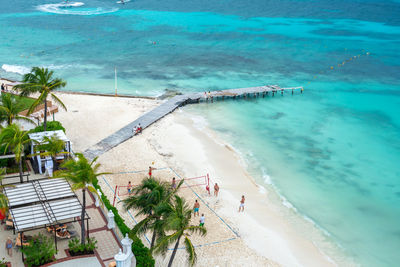 High angle view of people on beach