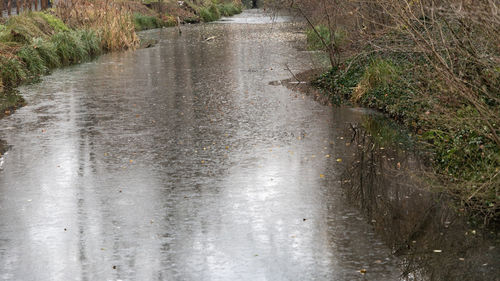 Wet road in rain