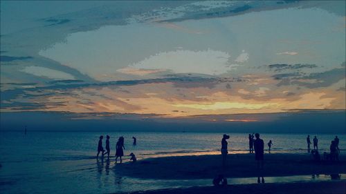 Scenic view of sea at sunset