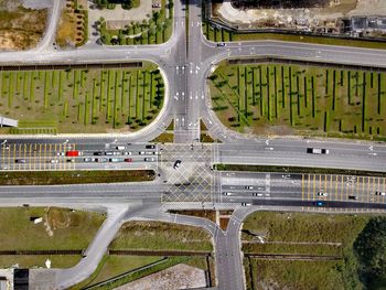 High angle view of cars on highway