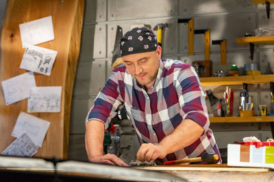 Portrait of man working at home