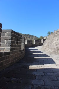 View of staircase against blue sky