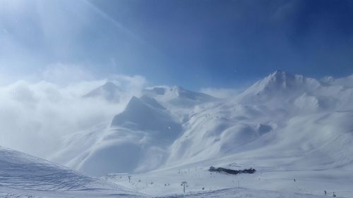 Scenic view of snowcapped mountain against sky