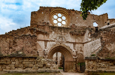 The ruins of the gothic church of the stone monastery in aragon.