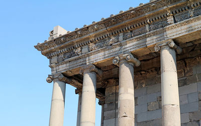 Amazing exterior of temple of garni, pre-christian temple dedicated to the sun god mihr, armenia