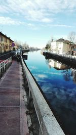 River amidst city against sky