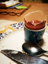 Close-up of dessert in plate on table