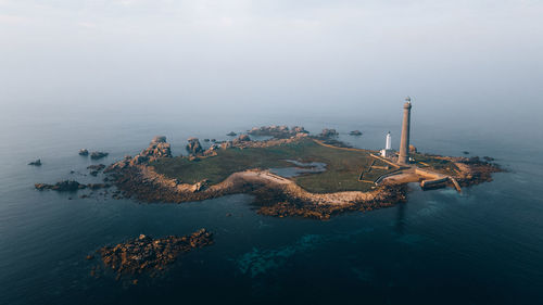 High angle view of sea against sky