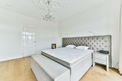 White table and chairs on floor at home