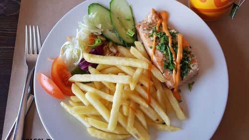 Close-up of food in plate on table