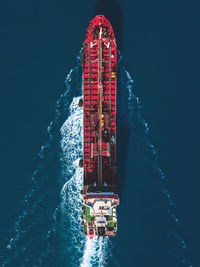 High angle view of boat in sea