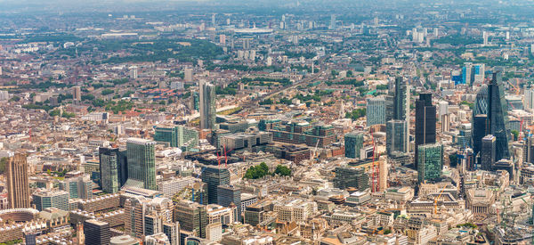 High angle view of buildings in city