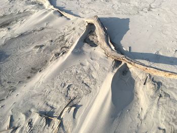 High angle view of snow covered landscape