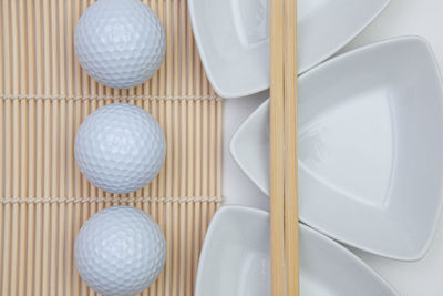 High angle view of balls on table