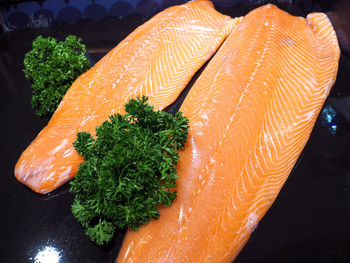 High angle view of orange fish