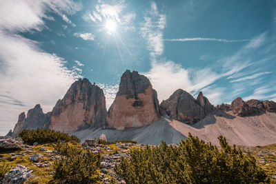 Panoramic view of the tre cime di lavaredo, dolomites