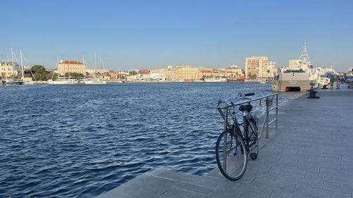 High angle view of city at waterfront