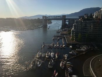 High angle view of bridge over river in city