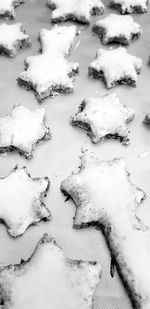 High angle view of snow covered land