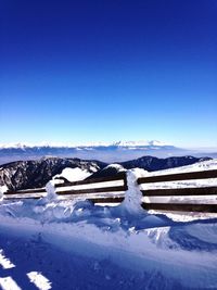 Scenic view of snow covered mountains