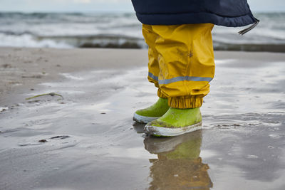 Low section of person standing on beach