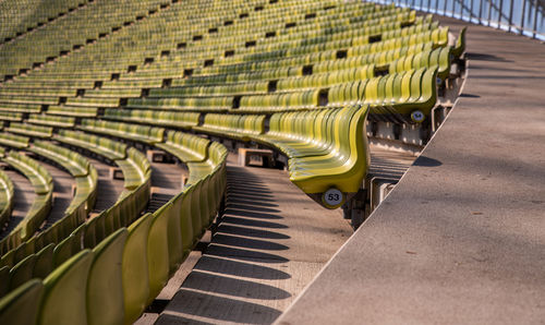 High angle view of empty seats