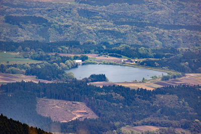 High angle view of river amidst landscape