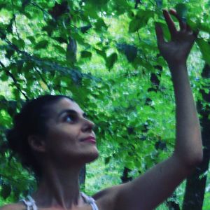 Portrait of woman in forest