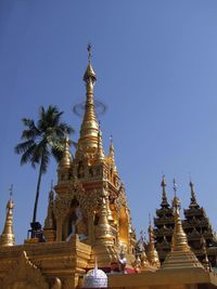 Low angle view of pagoda against sky