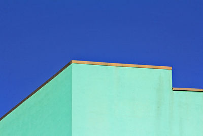 Low angle view of building against clear blue sky