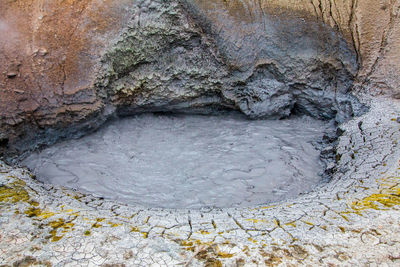 High angle view of rock formation in water