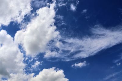 Low angle view of clouds in blue sky